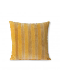Coussin velours rayé ocre/or